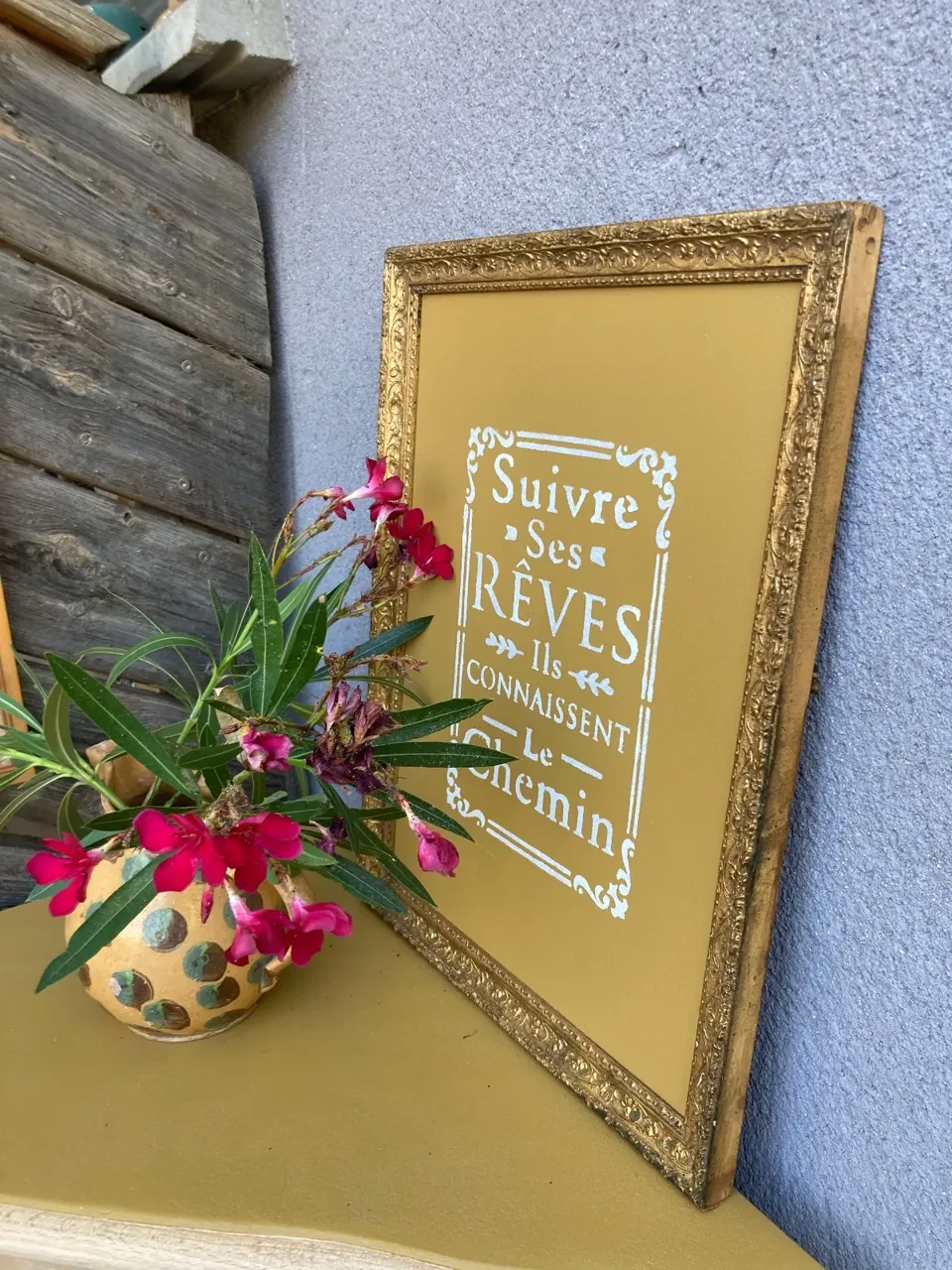 Bibus d angle rare !!! Relooke curry papier fleurs 🌸  meuble vintage relooke en bois massif