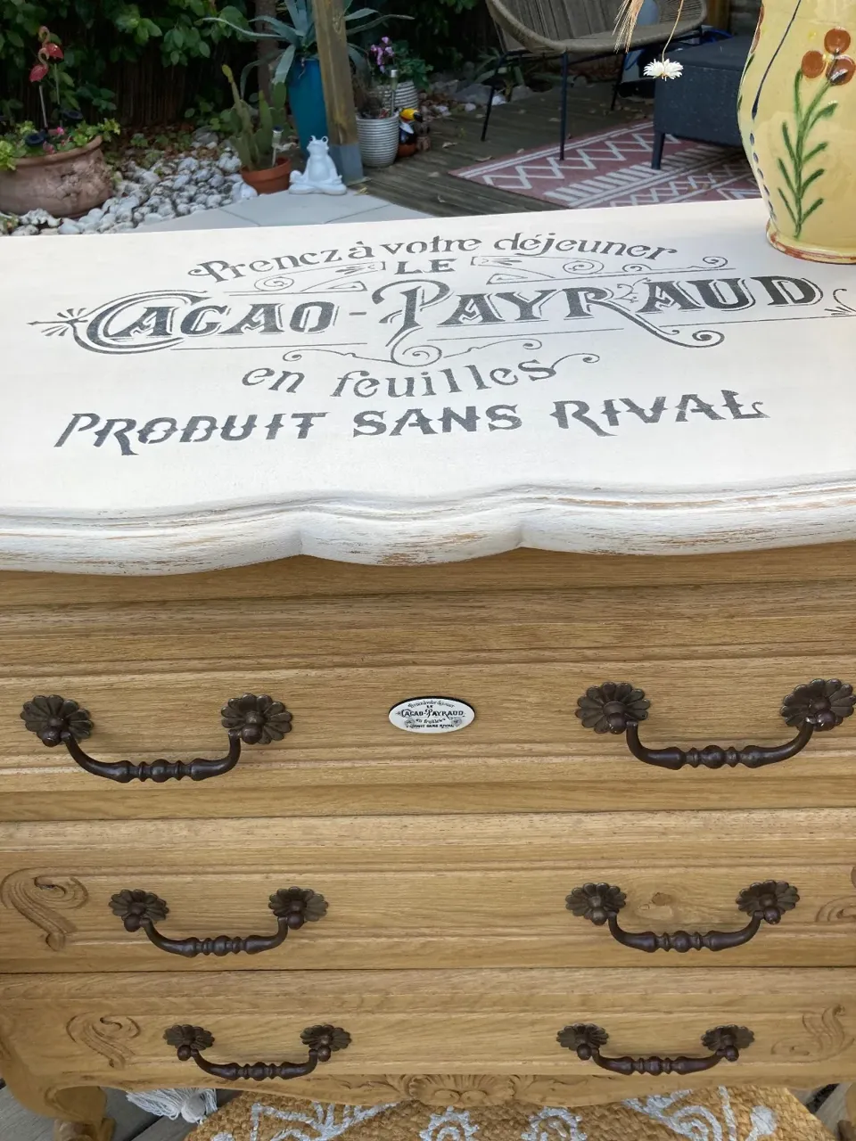 Chic paire de chevets SHABBY decor rétro cacao (comme la commode) meuble vintage relooke en bois massif