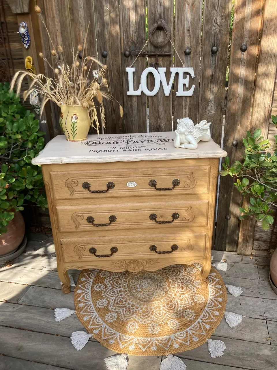 Chic paire de chevets SHABBY decor rétro cacao (comme la commode) meuble vintage relooke en bois massif