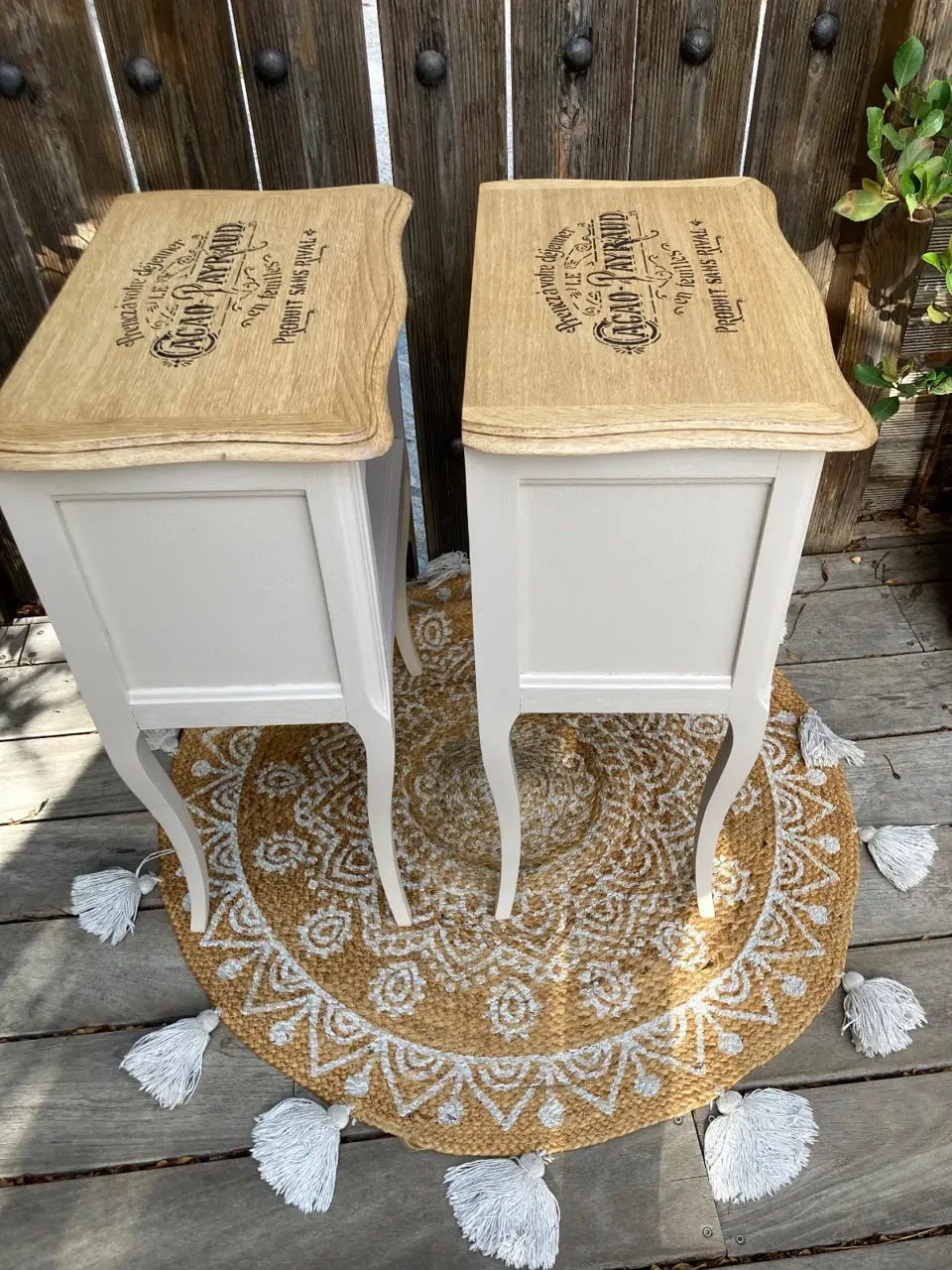 Chic paire de chevets SHABBY decor rétro cacao (comme la commode) meuble vintage relooke en bois massif