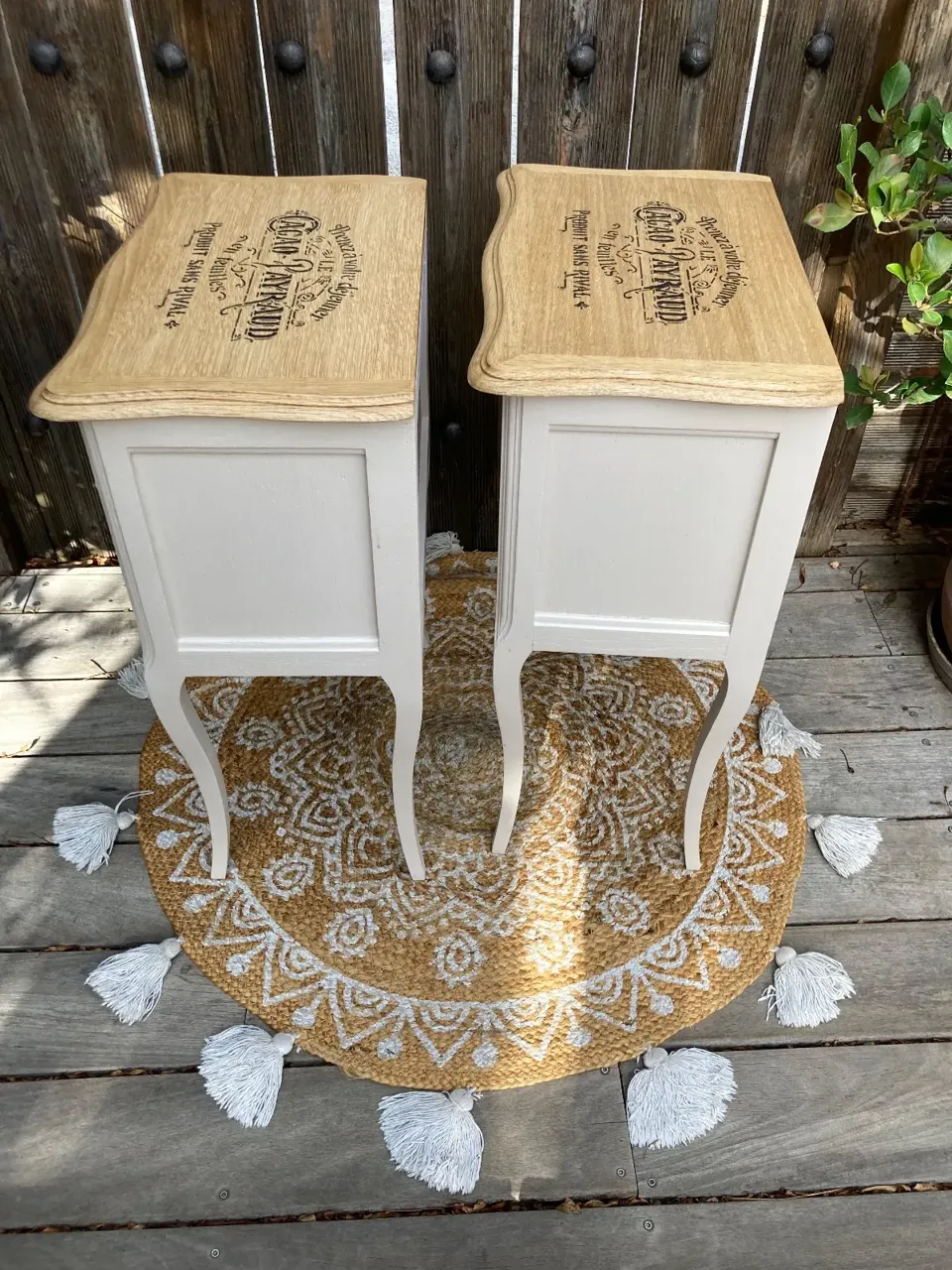 Chic paire de chevets SHABBY decor rétro cacao (comme la commode) meuble vintage relooke en bois massif