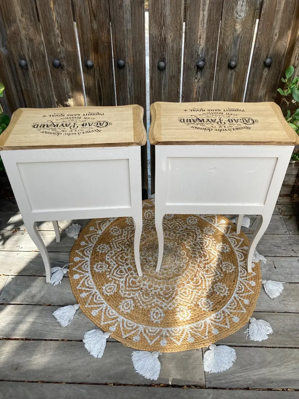 Chic paire de chevets SHABBY decor rétro cacao (comme la commode) meuble vintage relooke en bois massif