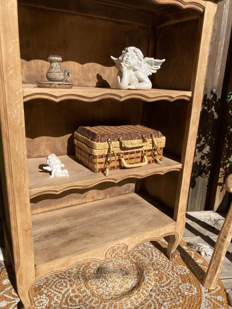 Joli bibus chene brut/ Bibliotheque console pratique !! meuble vintage relooke en bois massif