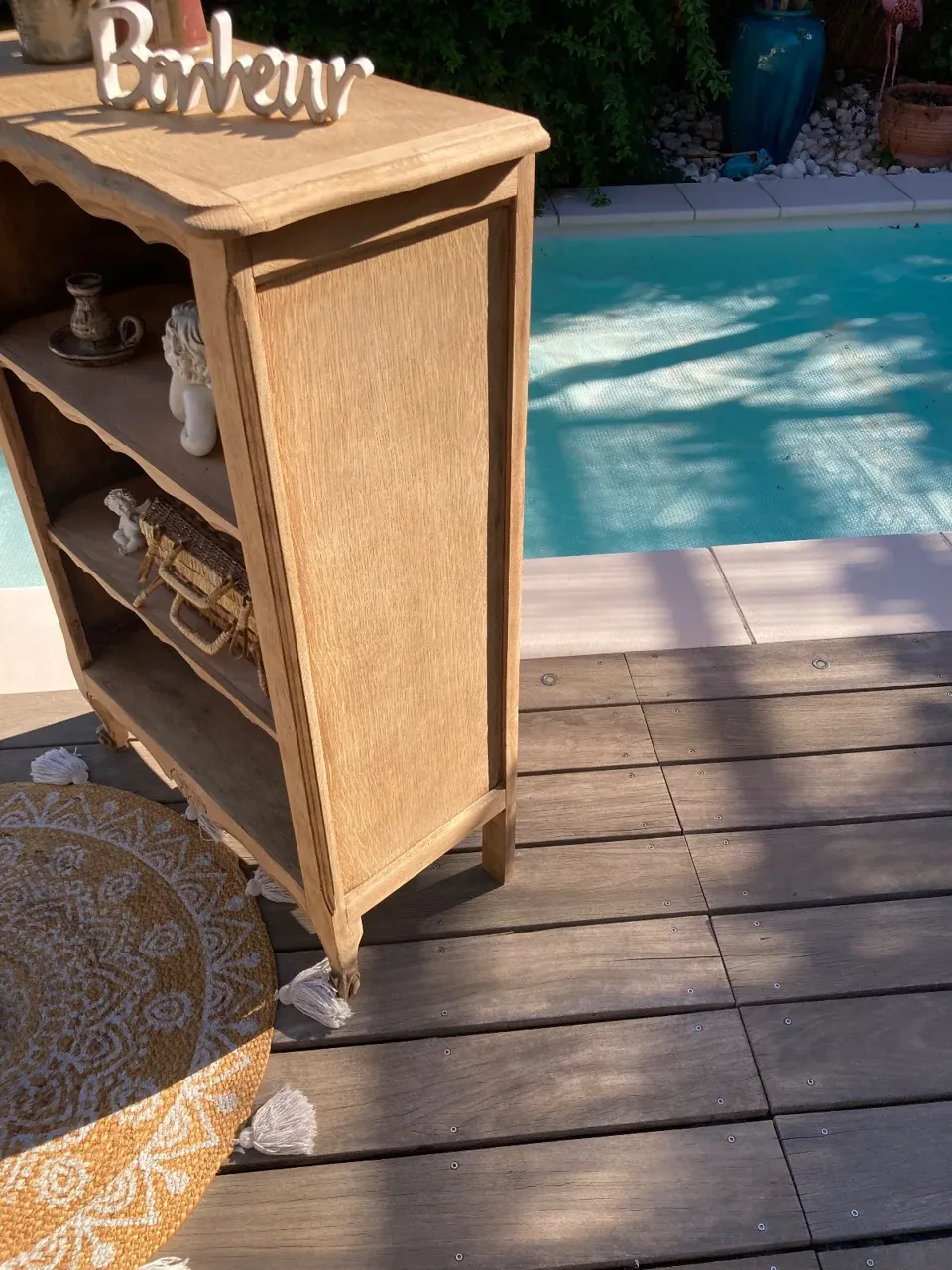 Joli bibus chene brut/ Bibliotheque console pratique !! meuble vintage relooke en bois massif