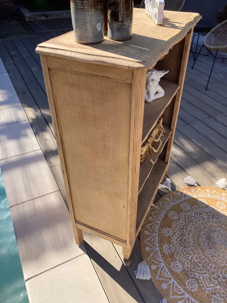 Joli bibus chene brut/ Bibliotheque console pratique !! meuble vintage relooke en bois massif