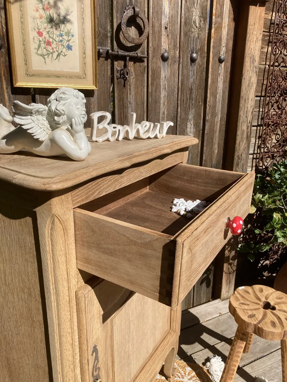 Joli buffet confiturier CHENE MASSIF ! Superbe  meuble vintage relooke en bois massif