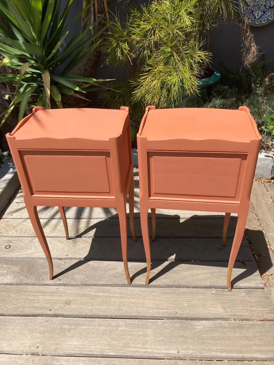 Jolie paire de chevets bohème /terracotta inspiration berbère  meuble vintage relooke en bois massif