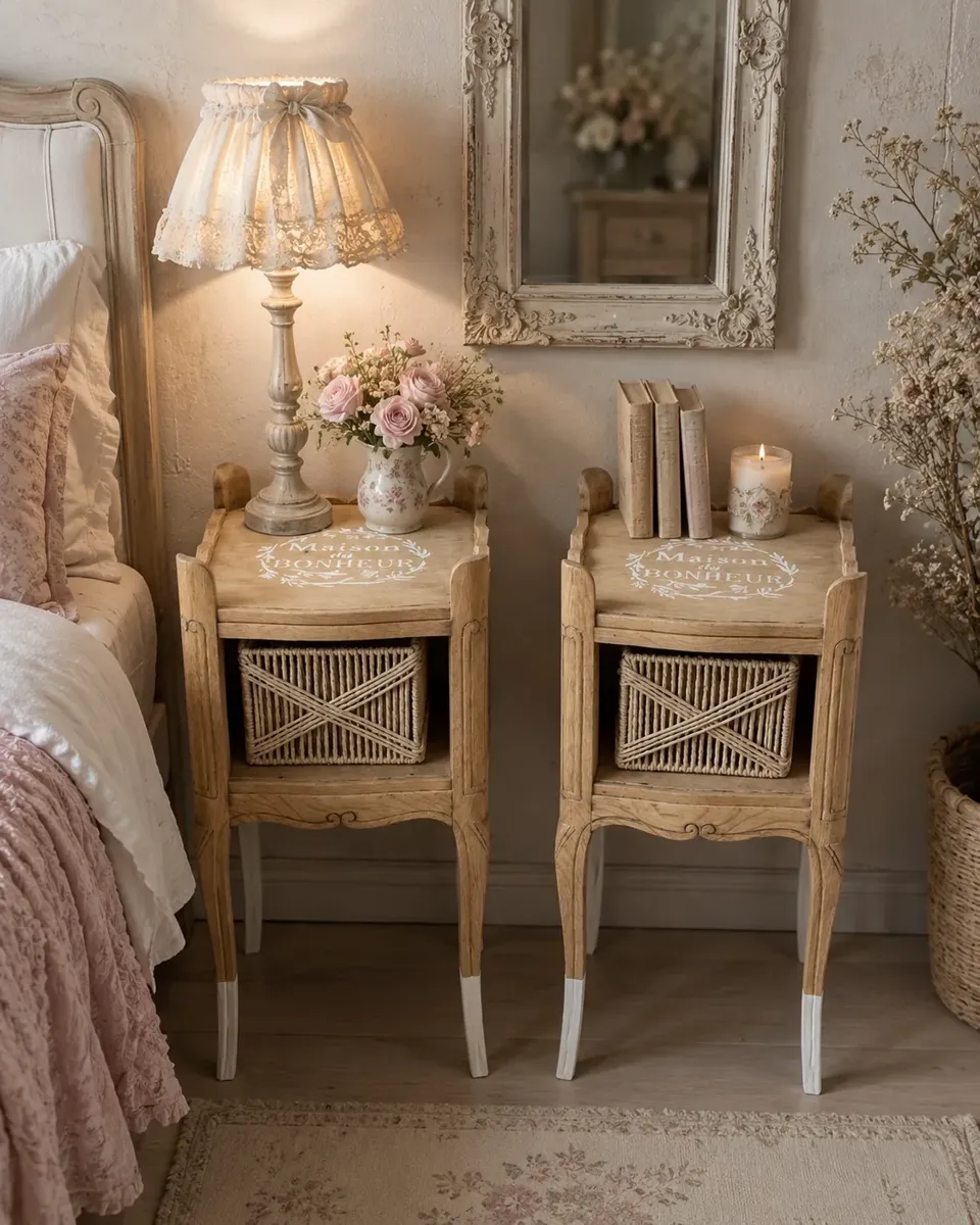 Jolie paire de chevets CHENE MASSIF/ maison de campagne  meuble vintage
