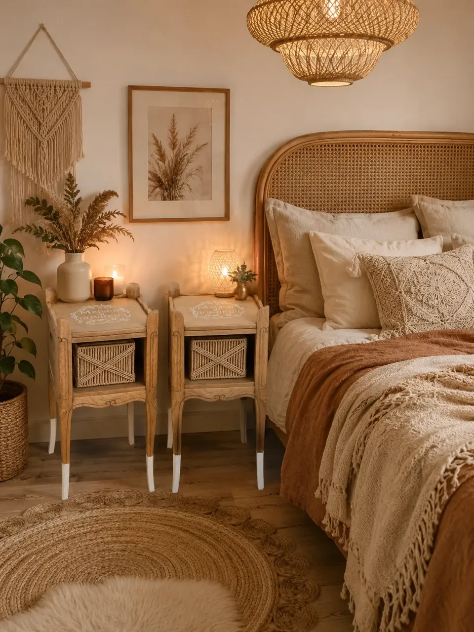 Jolie paire de chevets CHENE MASSIF/ maison de campagne  meuble vintage relooke en bois massif
