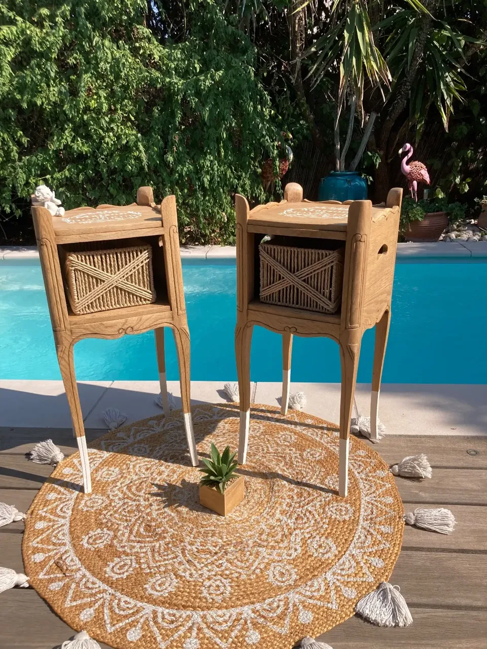 Jolie paire de chevets CHENE MASSIF/ maison de campagne  meuble vintage relooke en bois massif