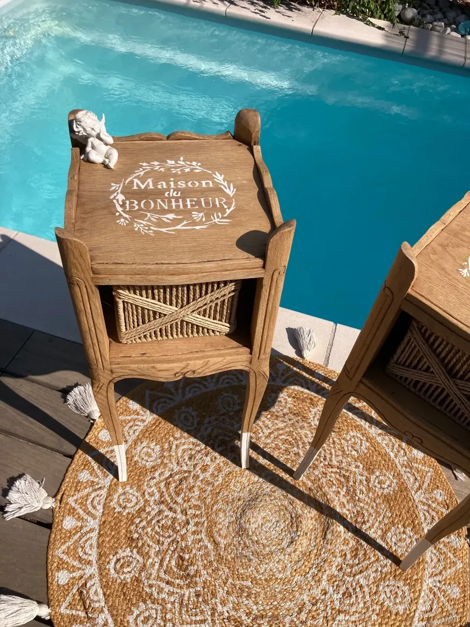Jolie paire de chevets CHENE MASSIF/ maison de campagne  meuble vintage relooke en bois massif