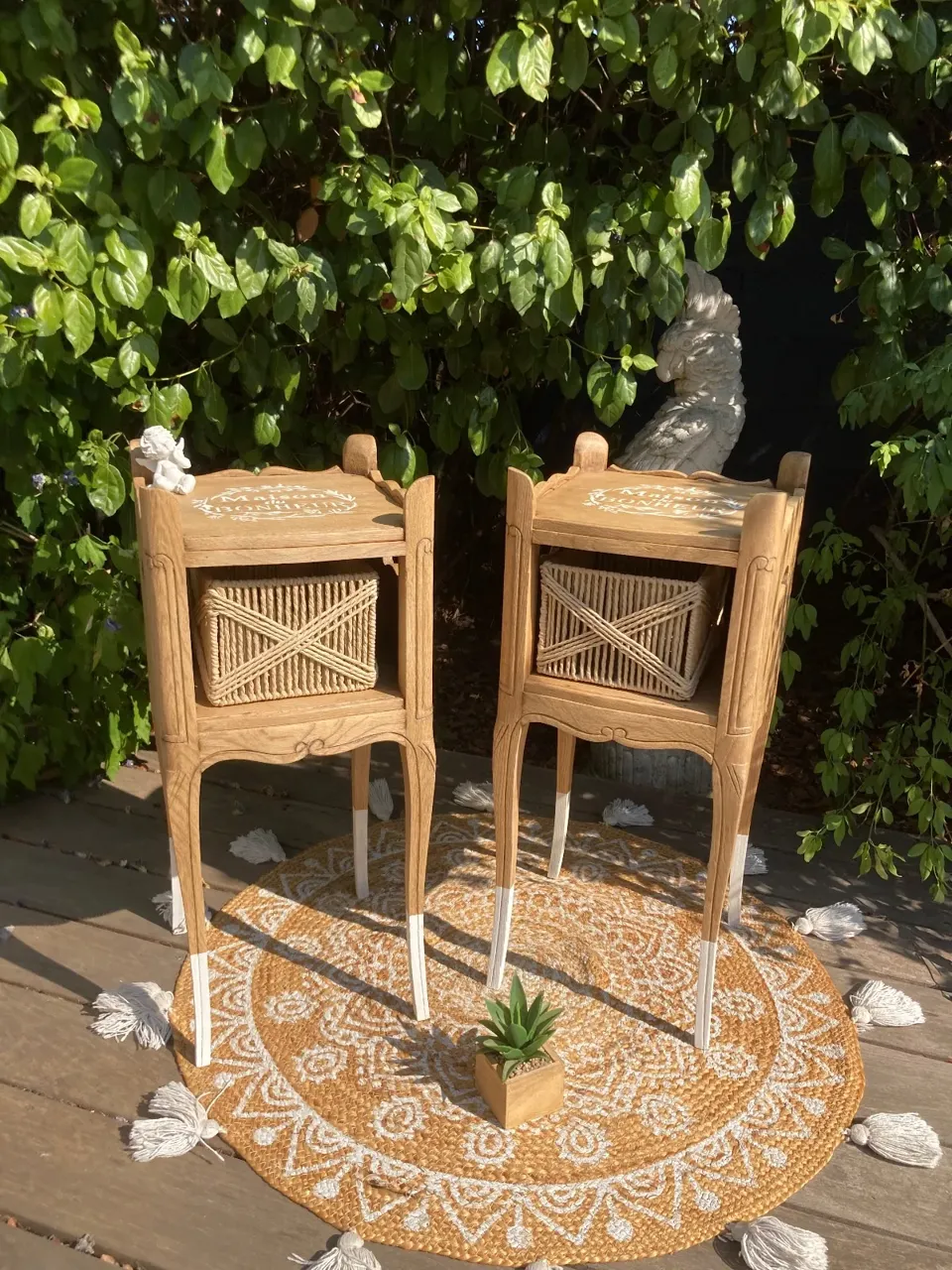 Jolie paire de chevets CHENE MASSIF/ maison de campagne  meuble vintage relooke en bois massif