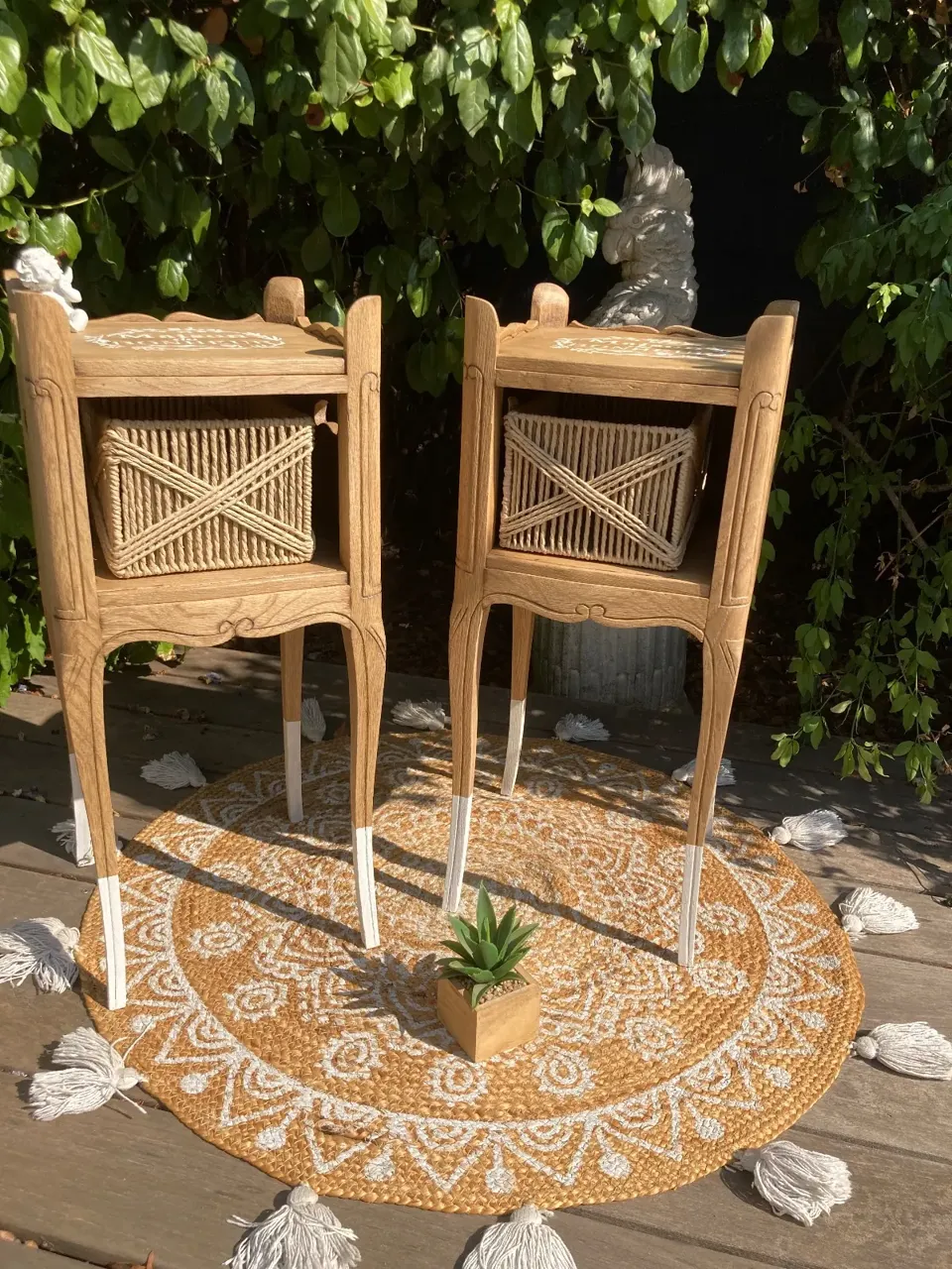 Jolie paire de chevets CHENE MASSIF/ maison de campagne  meuble vintage relooke en bois massif
