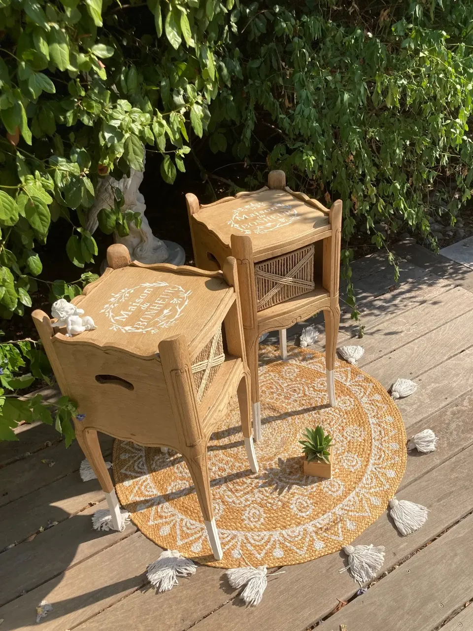Jolie paire de chevets CHENE MASSIF/ maison de campagne  meuble vintage relooke en bois massif