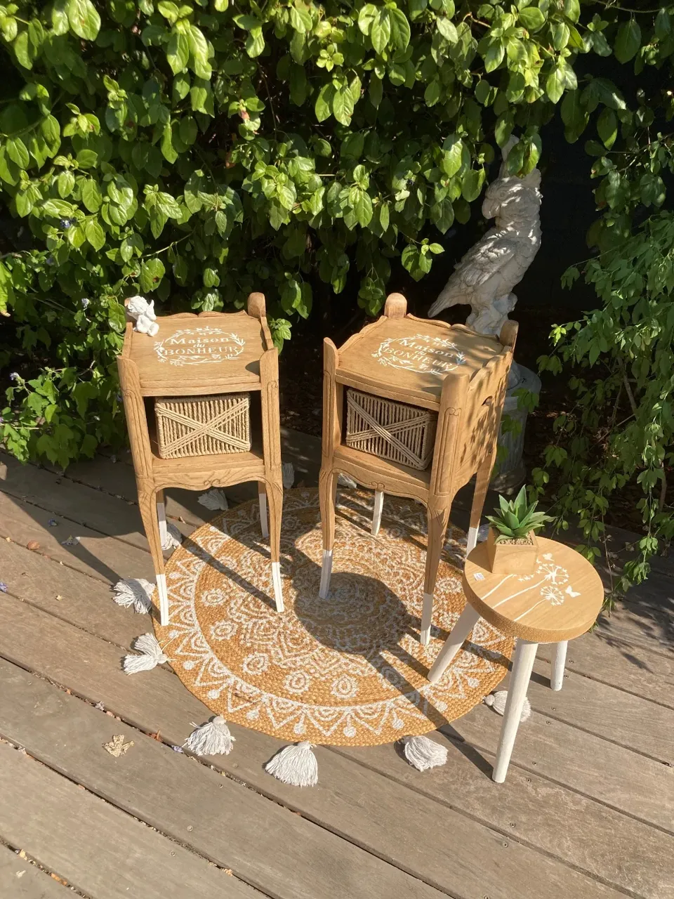 Jolie paire de chevets CHENE MASSIF/ maison de campagne  meuble vintage relooke en bois massif