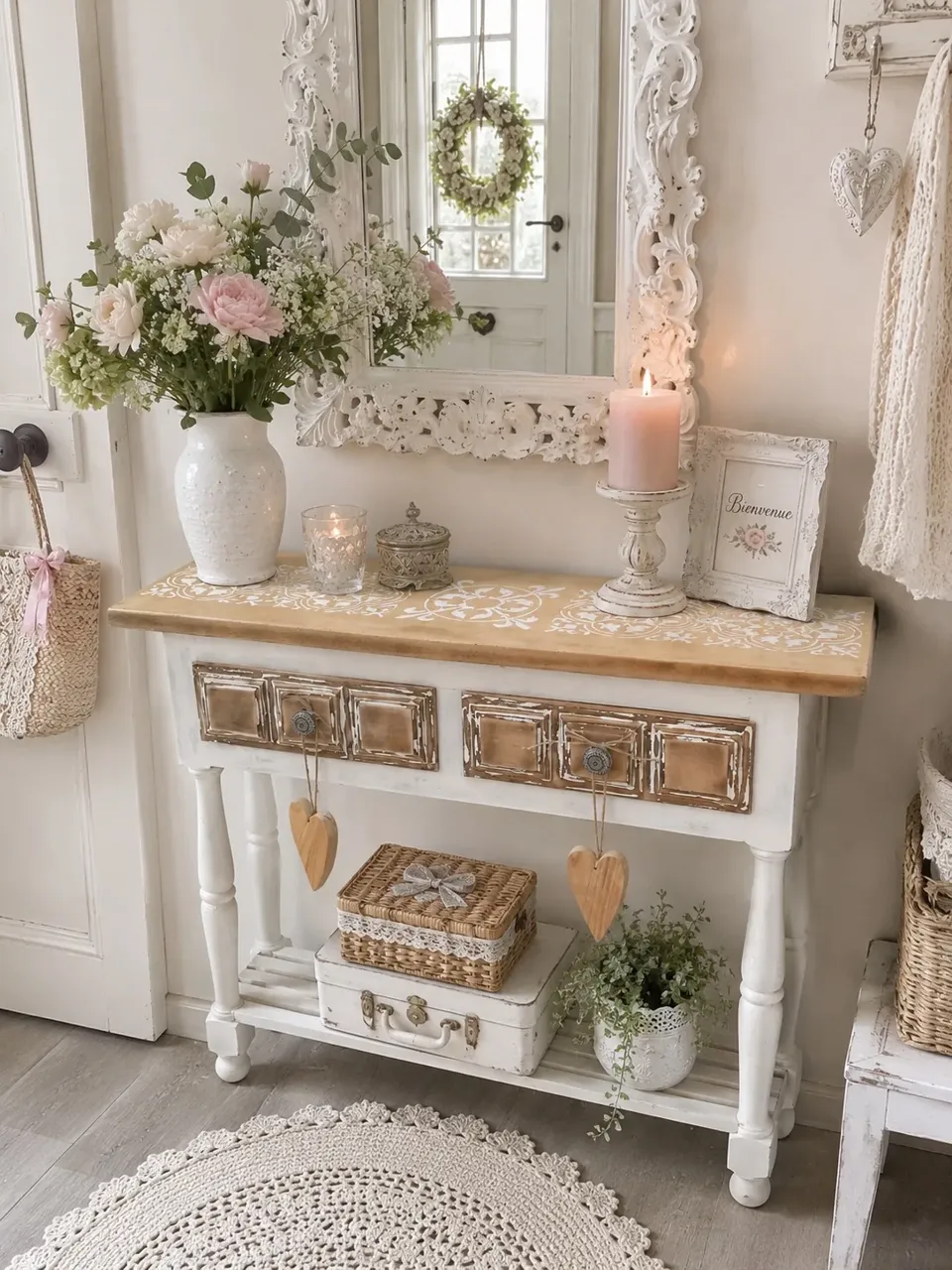 Magnifique CONSOLE ou meuble entree shabby chic  meuble vintage
