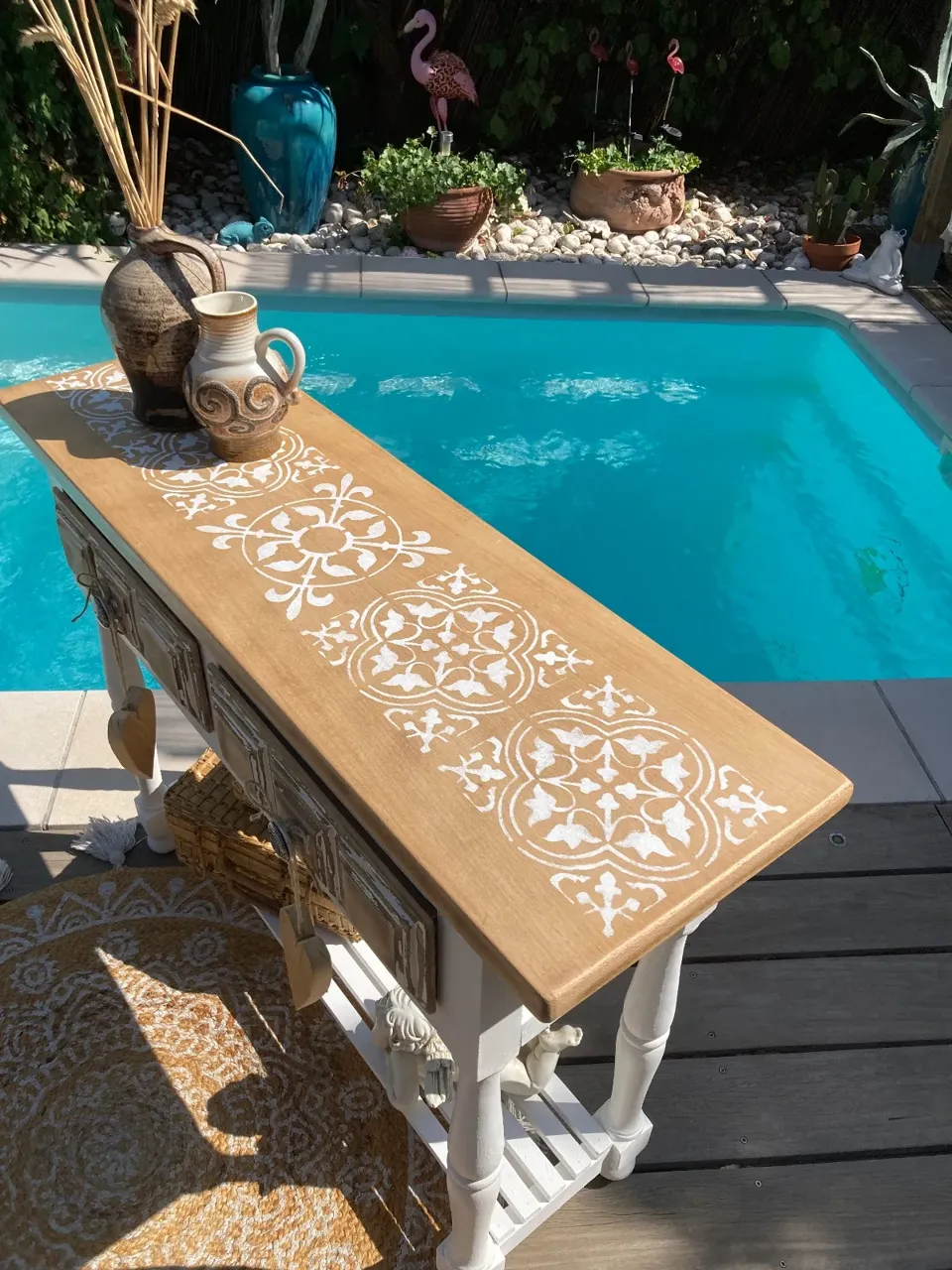 Magnifique CONSOLE ou meuble entree shabby chic  meuble vintage relooke en bois massif