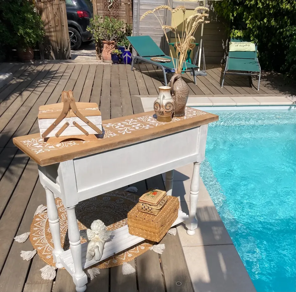 Magnifique CONSOLE ou meuble entree shabby chic  meuble vintage relooke en bois massif