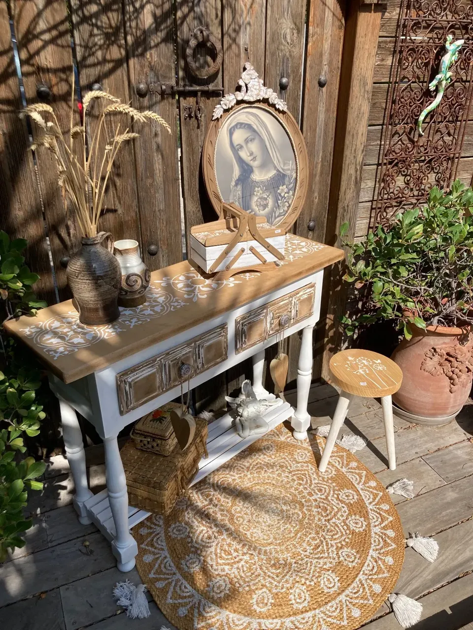 Magnifique CONSOLE ou meuble entree shabby chic  meuble vintage relooke en bois massif
