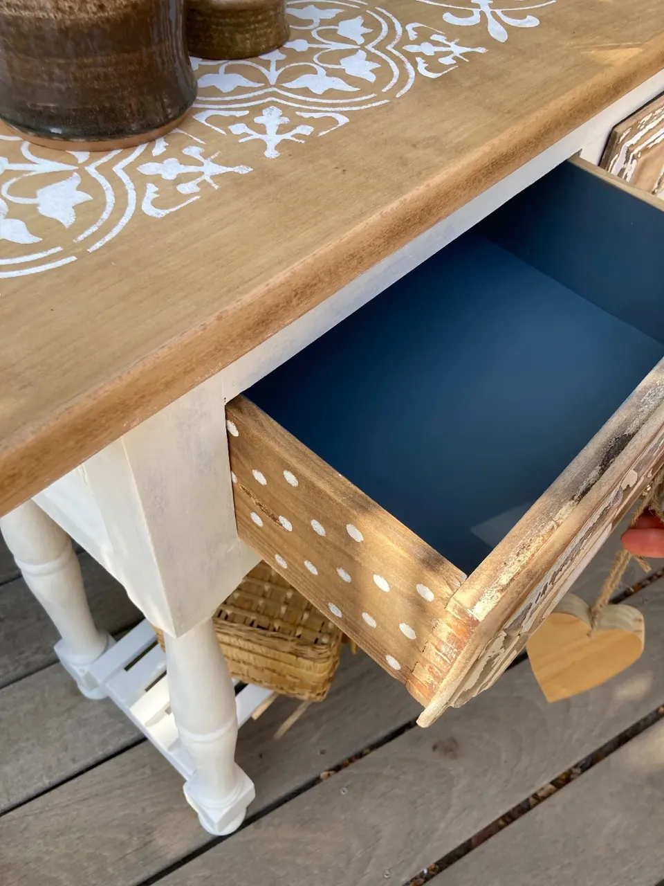 Magnifique CONSOLE ou meuble entree shabby chic  meuble vintage relooke en bois massif