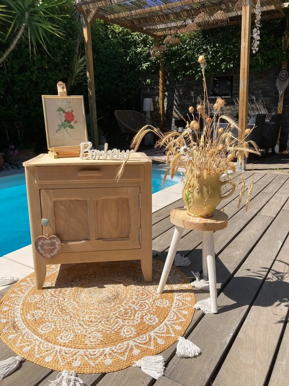 Petit buffet parisien hetre brut/ confiturier compact  meuble vintage relooke en bois massif