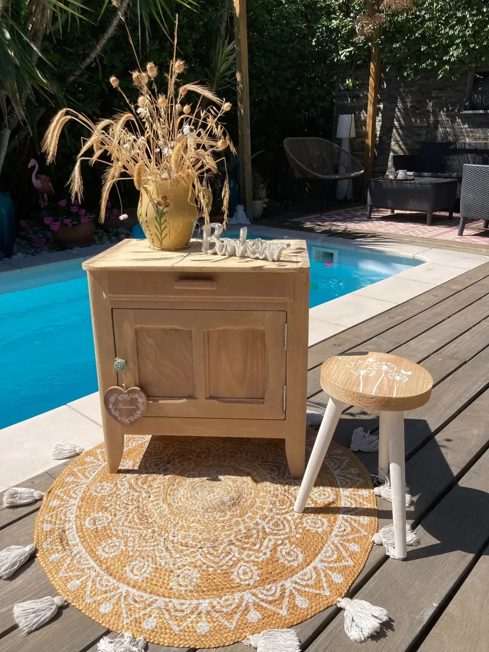 Petit buffet parisien hetre brut/ confiturier compact  meuble vintage relooke en bois massif