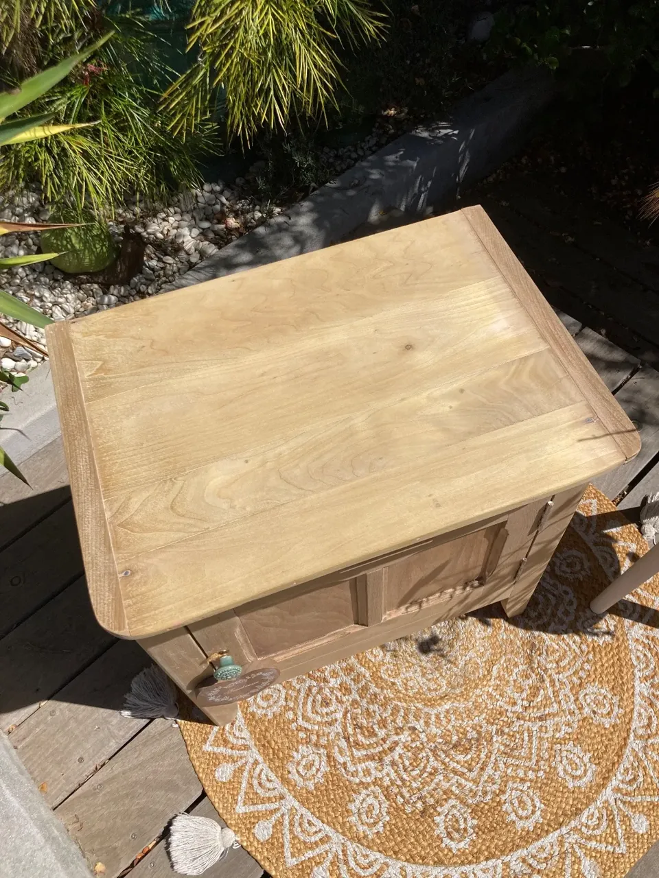 Petit buffet parisien hetre brut/ confiturier compact  meuble vintage relooke en bois massif