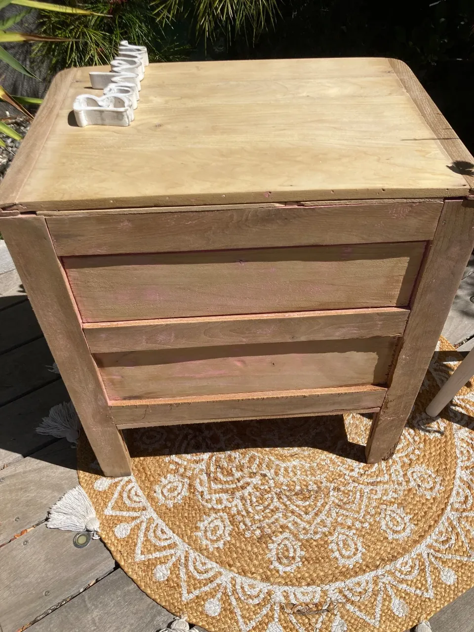 Petit buffet parisien hetre brut/ confiturier compact  meuble vintage relooke en bois massif