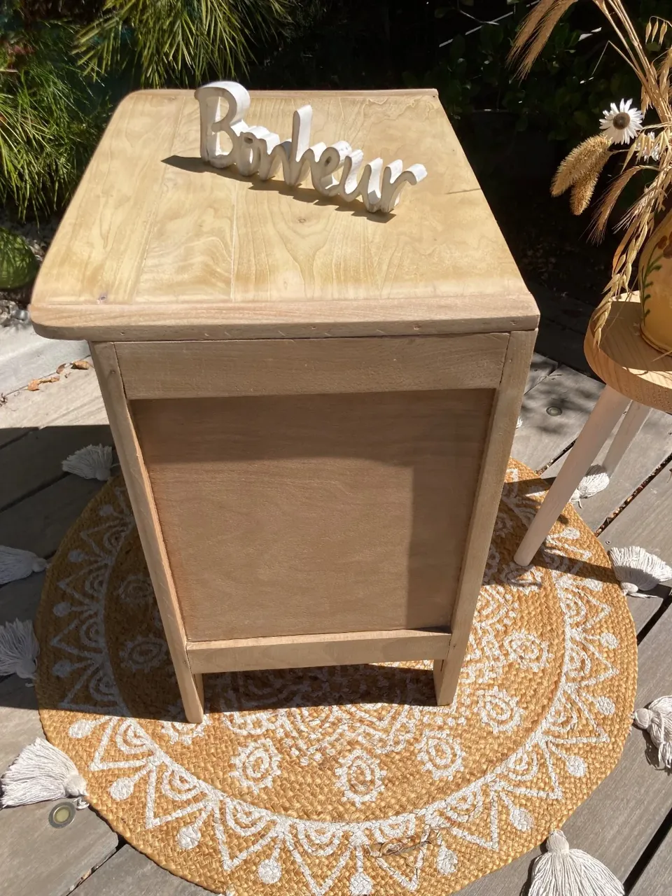 Petit buffet parisien hetre brut/ confiturier compact  meuble vintage relooke en bois massif