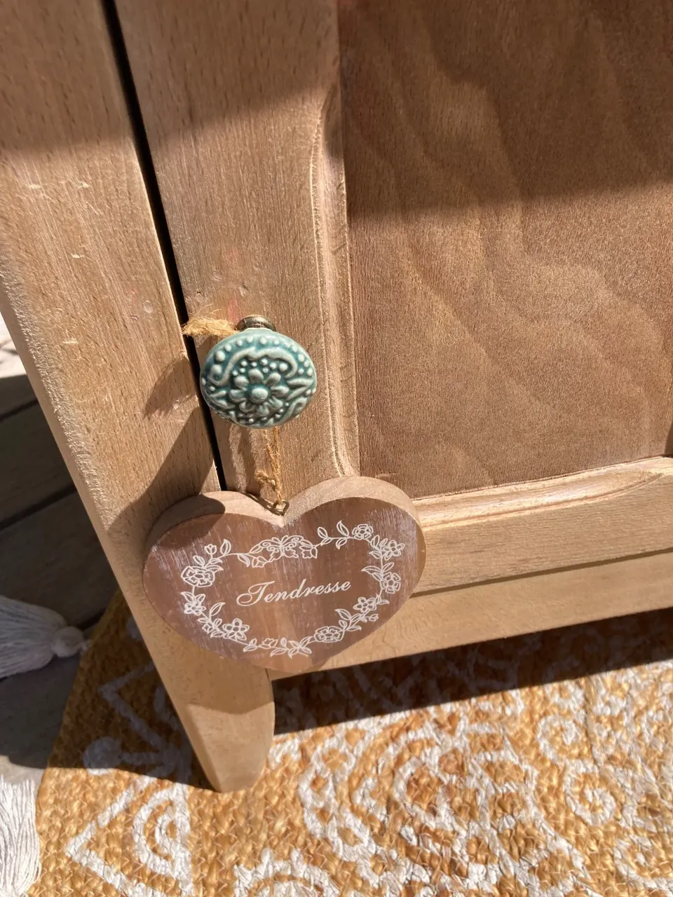 Petit buffet parisien hetre brut/ confiturier compact  meuble vintage relooke en bois massif