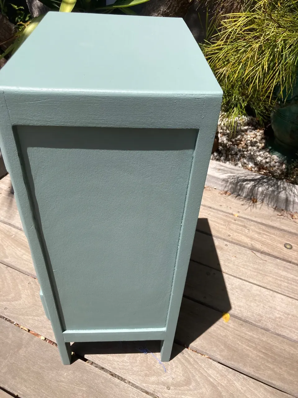 Petit chiffonnier vintage années 50/ peint vert  meuble vintage relooke en bois massif