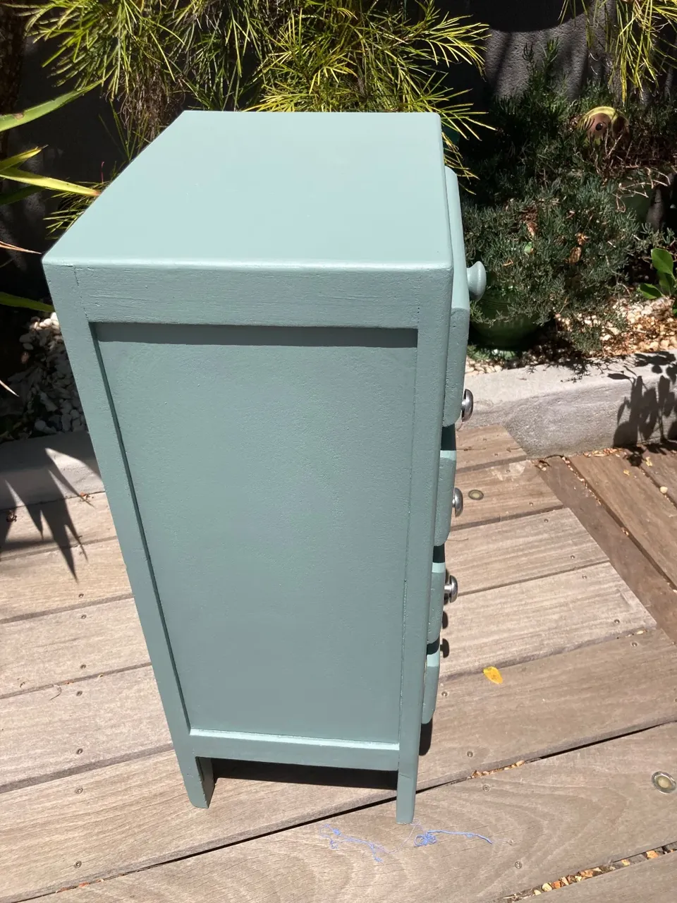 Petit chiffonnier vintage années 50/ peint vert  meuble vintage relooke en bois massif