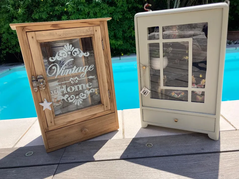 Petite armoire à pharmacie style cabinet de curiosités  meuble vintage relooke en bois massif