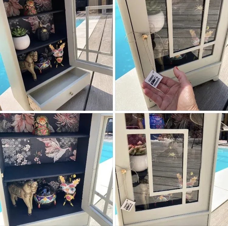 Petite armoire à pharmacie style cabinet de curiosités  meuble vintage