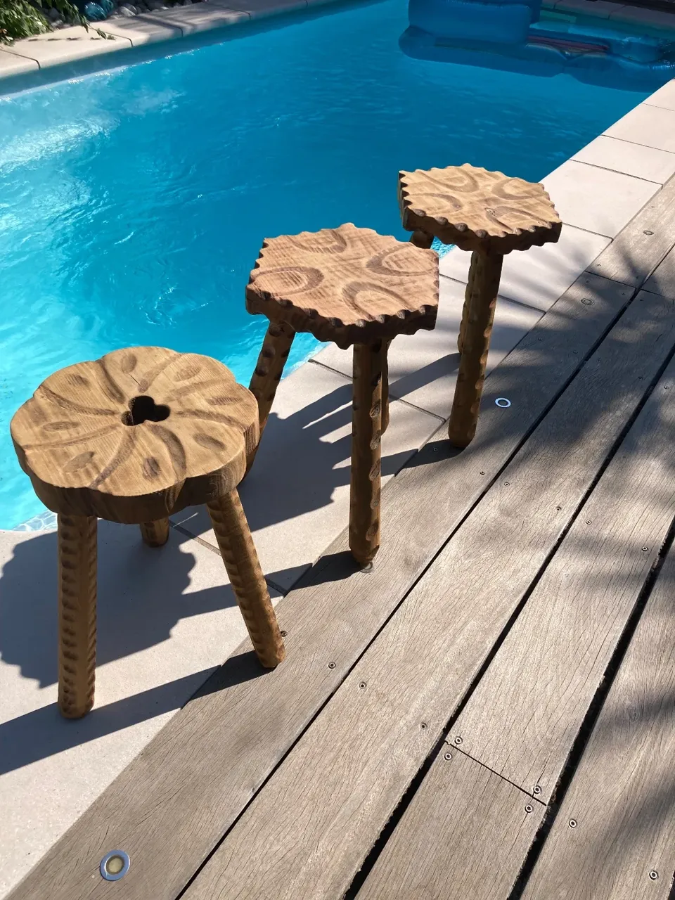 Tabouret tripode vintage 50€ Piece !!  meuble vintage relooke en bois massif