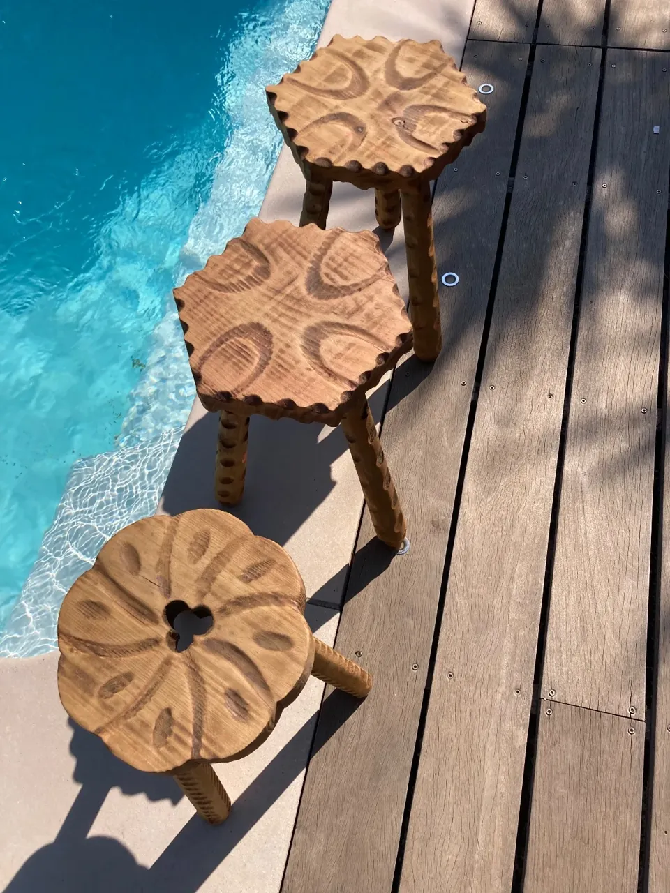 Tabouret tripode vintage 50€ Piece !!  meuble vintage relooke en bois massif