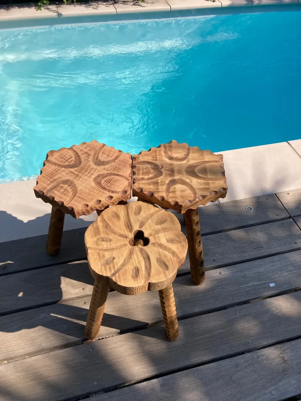 Tabouret tripode vintage 50€ Piece !!  meuble vintage relooke en bois massif